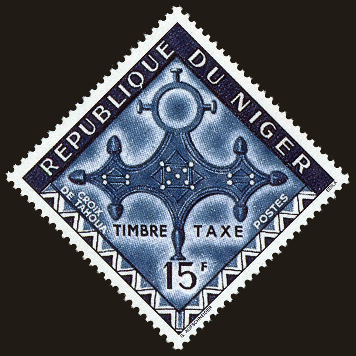 Front view of Niger J33 collectors stamp