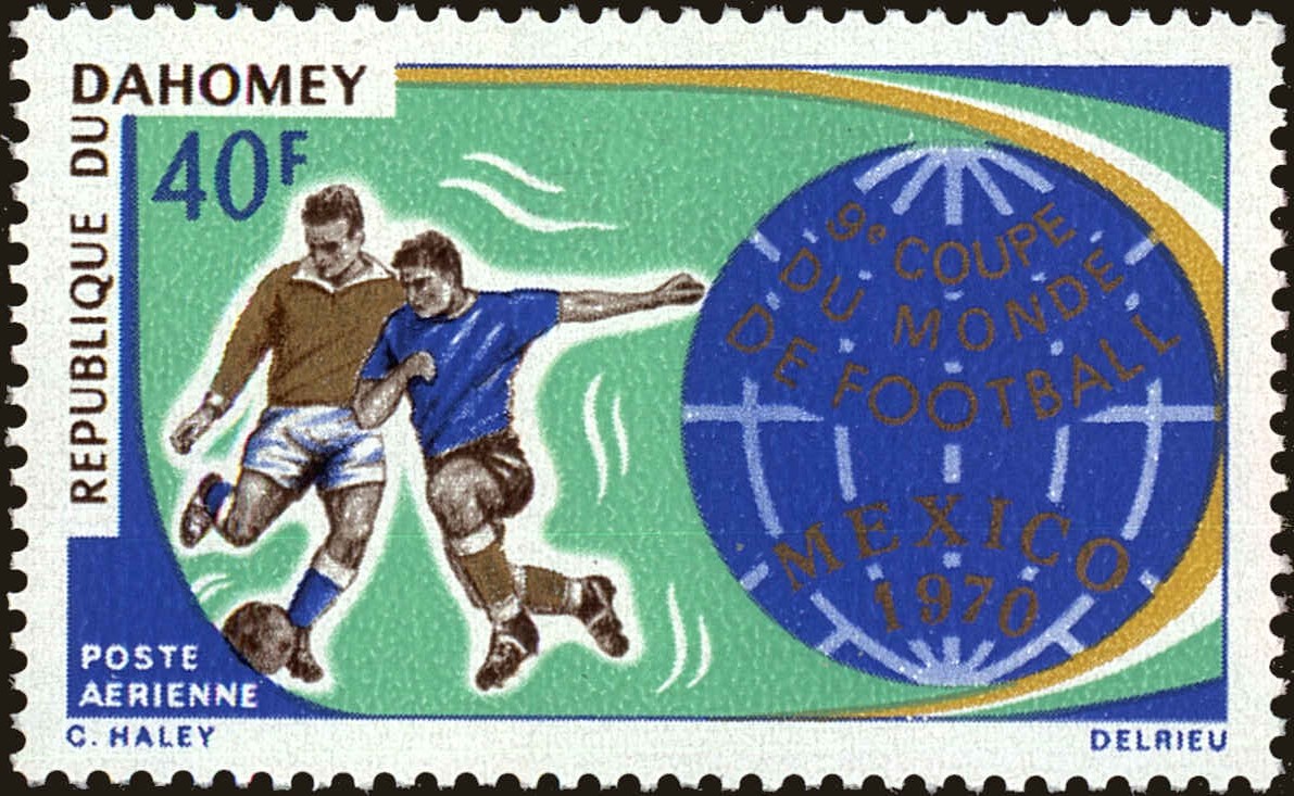 Front view of Dahomey C121 collectors stamp