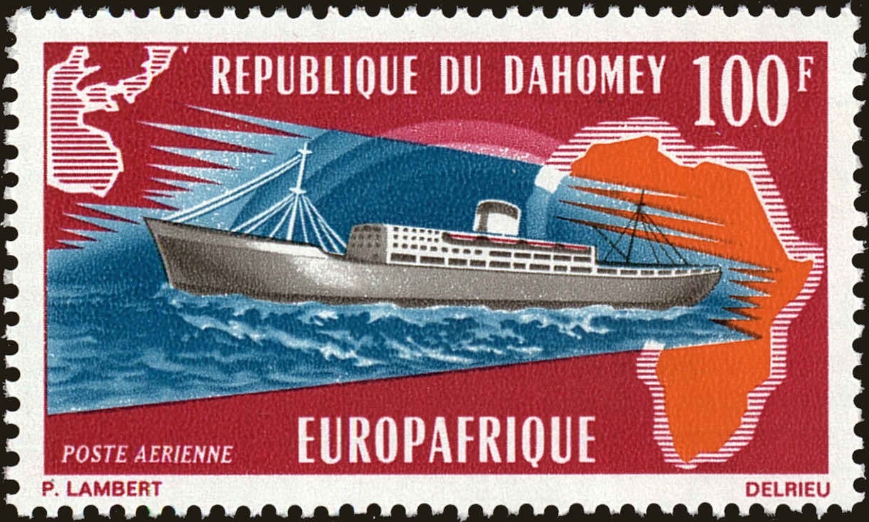 Front view of Dahomey C145 collectors stamp