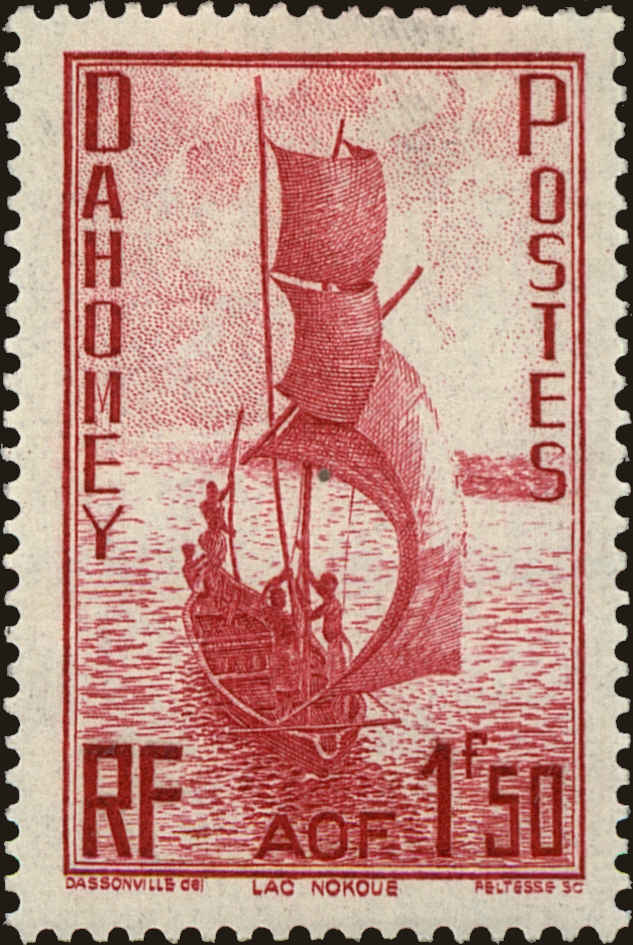 Front view of Dahomey 128 collectors stamp
