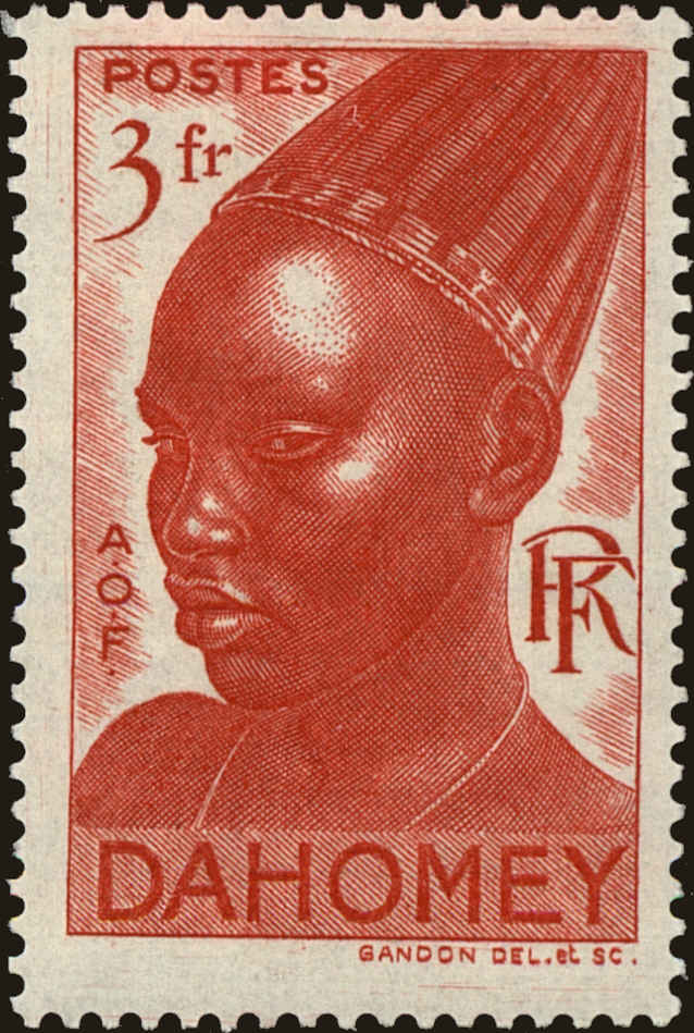 Front view of Dahomey 131 collectors stamp