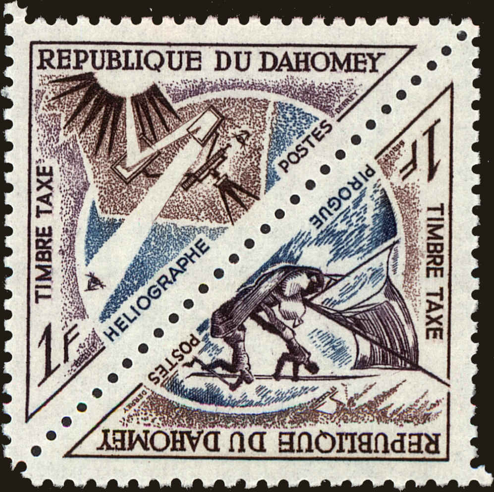 Front view of Dahomey J35a collectors stamp