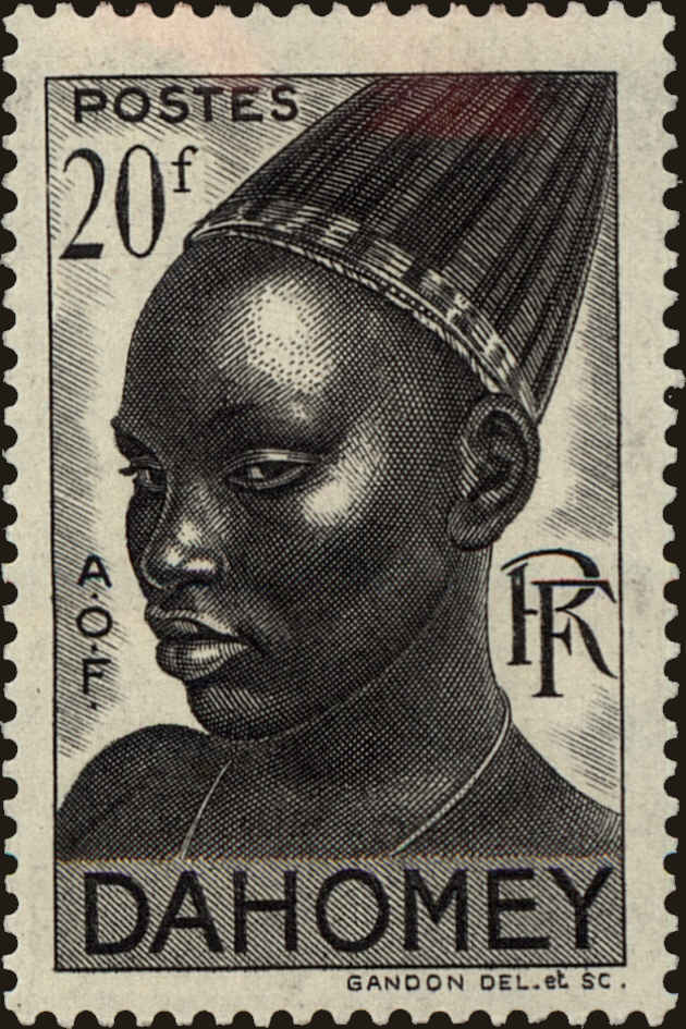 Front view of Dahomey 134 collectors stamp