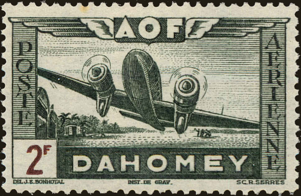 Front view of Dahomey C8 collectors stamp