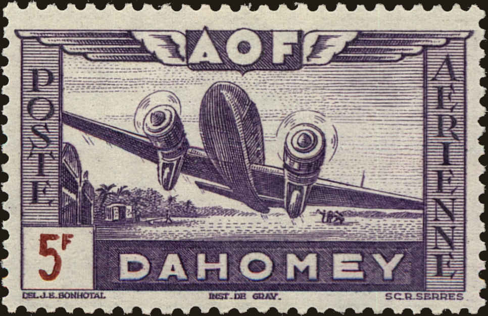 Front view of Dahomey C10 collectors stamp
