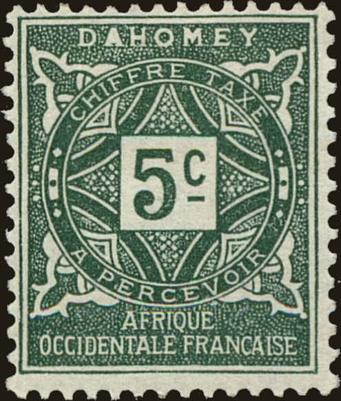Front view of Dahomey J9 collectors stamp