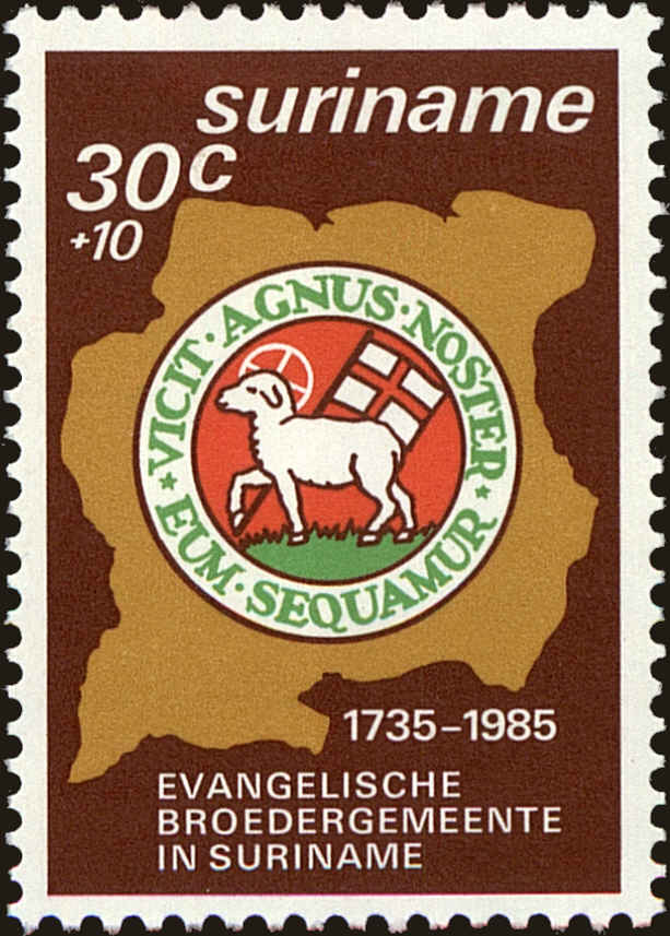 Front view of Surinam B328 collectors stamp