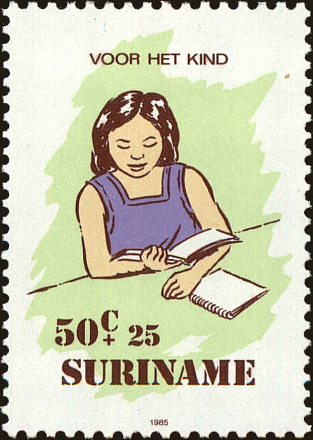 Front view of Surinam B334 collectors stamp