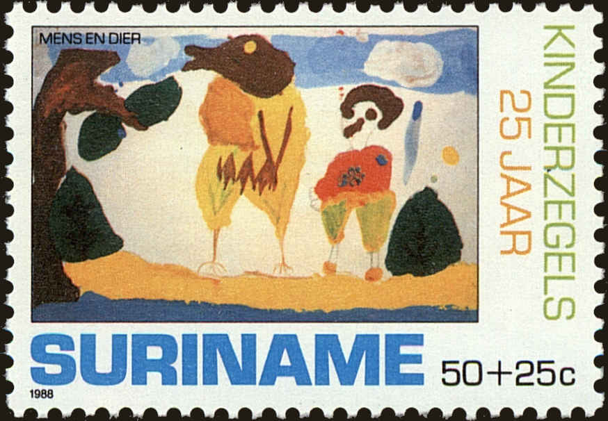 Front view of Surinam B368 collectors stamp