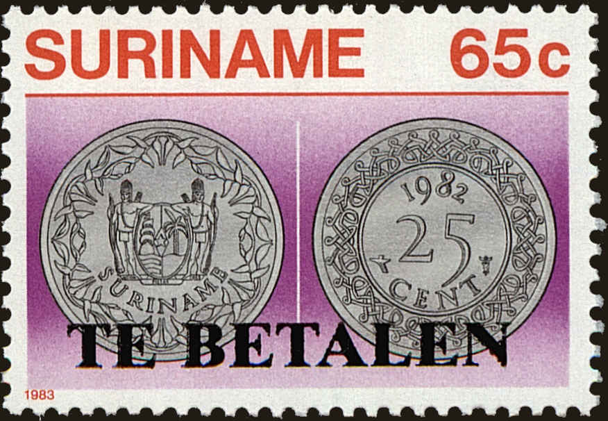 Front view of Surinam J59 collectors stamp