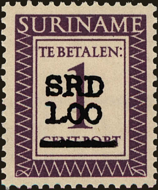 Front view of Surinam J64 collectors stamp
