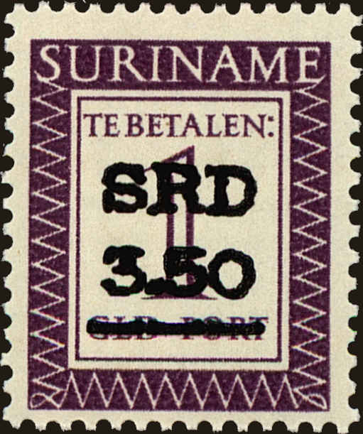 Front view of Surinam J68 collectors stamp