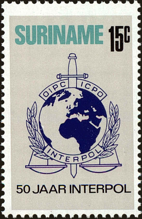 Front view of Surinam 406 collectors stamp