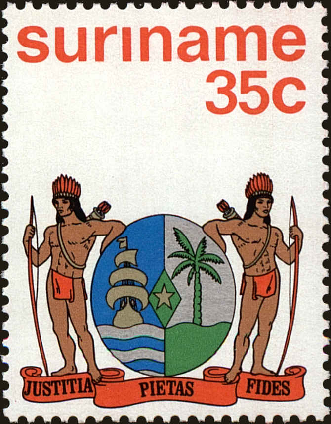 Front view of Surinam 446 collectors stamp