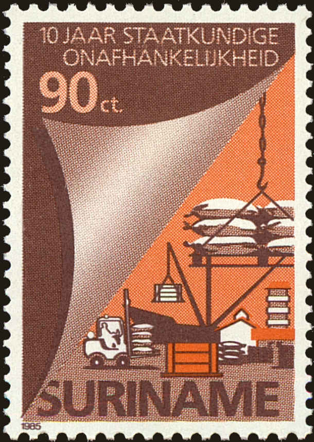 Front view of Surinam 741 collectors stamp