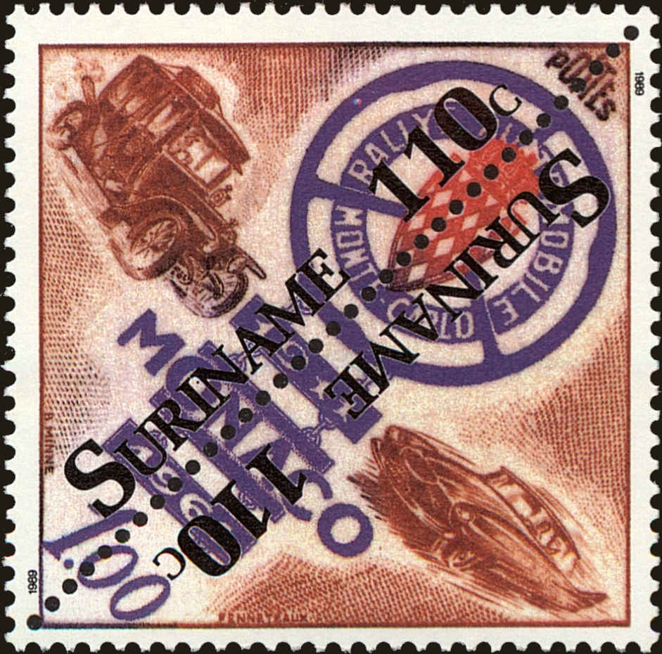 Front view of Surinam 840a collectors stamp