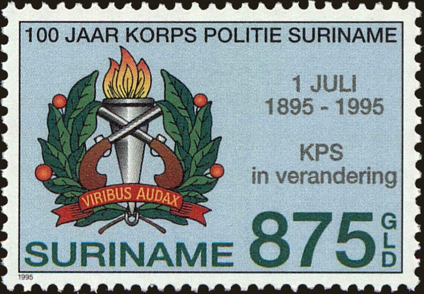 Front view of Surinam 1018 collectors stamp
