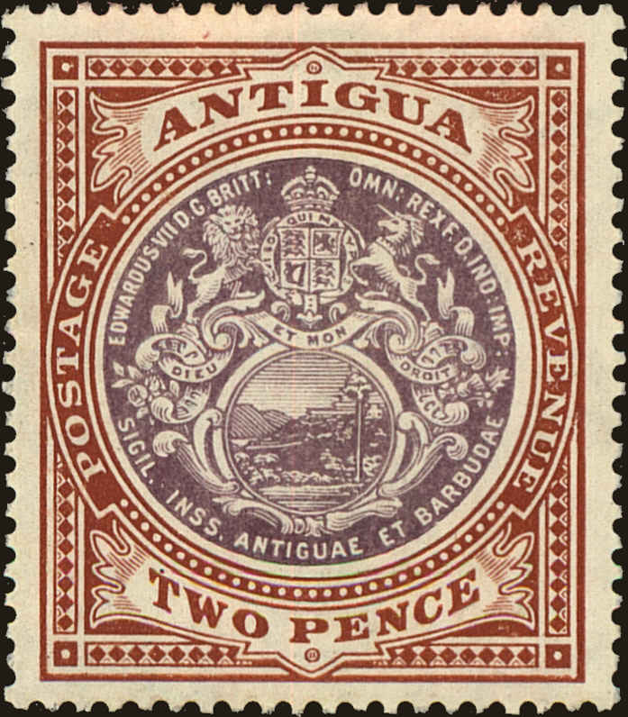 Front view of Antigua 33 collectors stamp