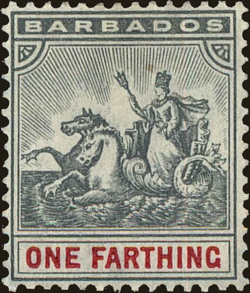 Front view of Barbados 90 collectors stamp