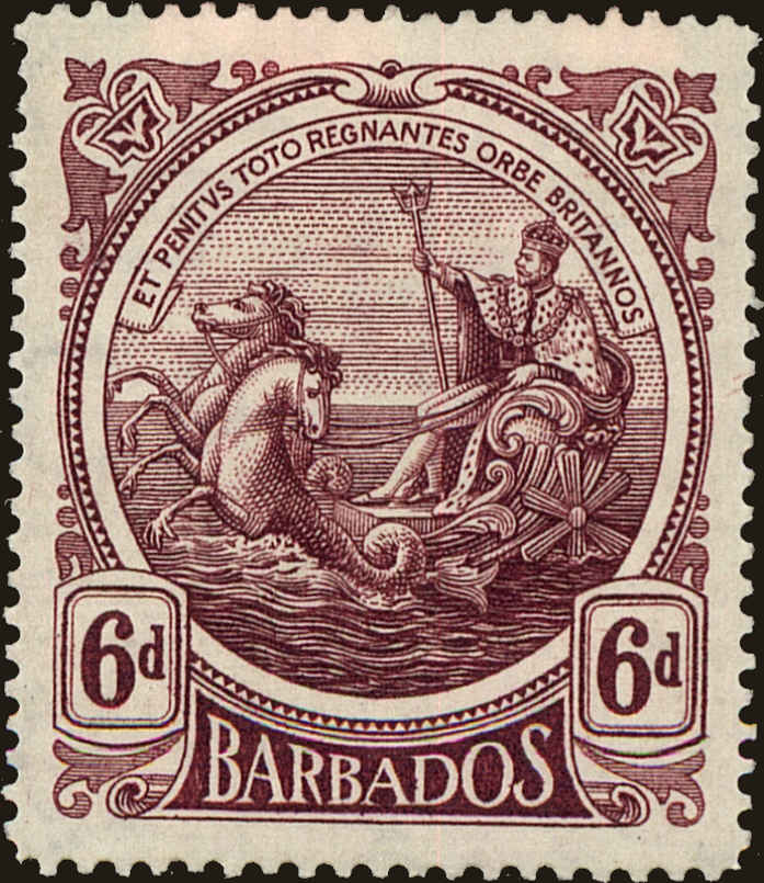 Front view of Barbados 135 collectors stamp