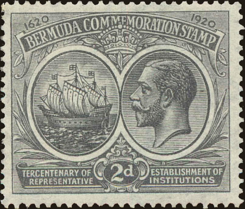 Front view of Bermuda 57 collectors stamp