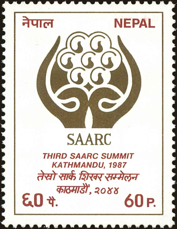 Front view of Nepal 456 collectors stamp