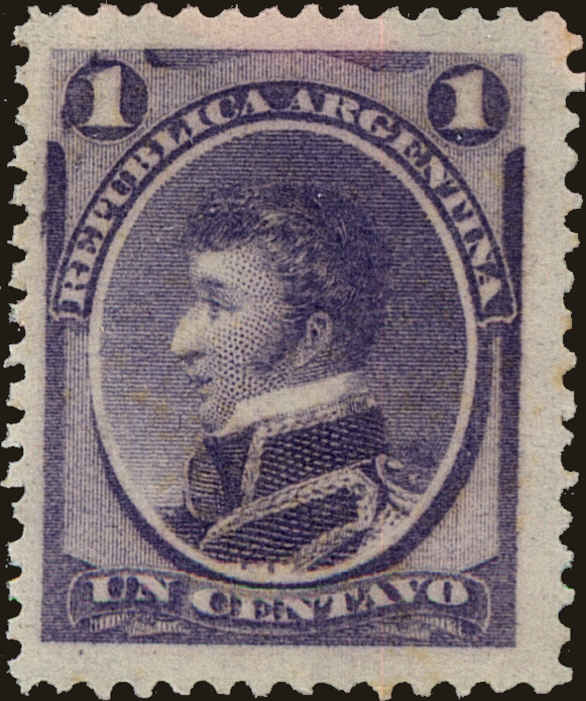 Front view of Argentina 22 collectors stamp