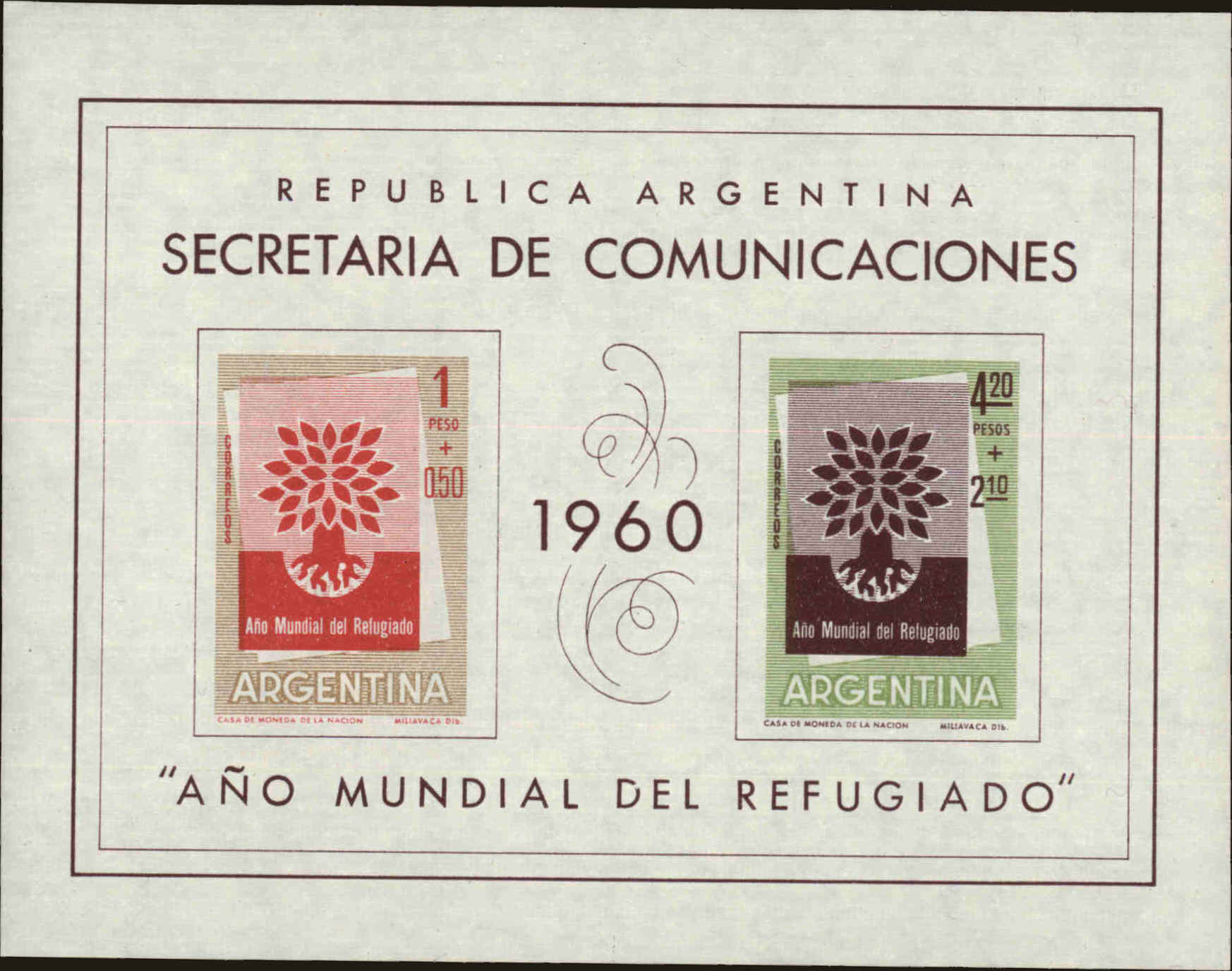 Front view of Argentina B25 collectors stamp