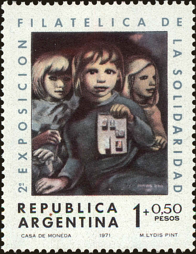 Front view of Argentina B55 collectors stamp