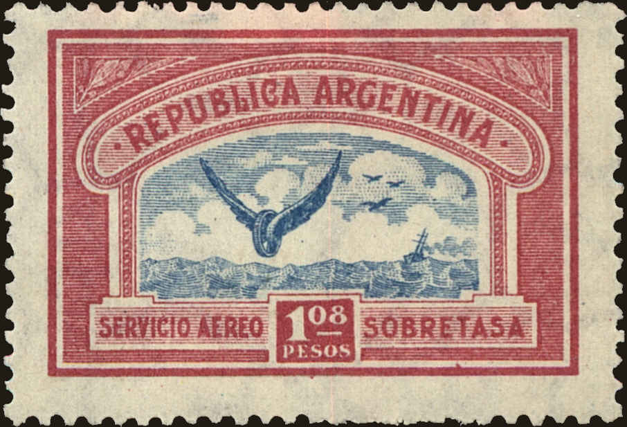 Front view of Argentina C16 collectors stamp