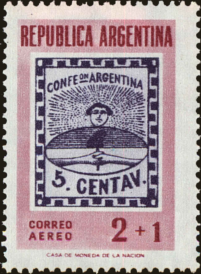 Front view of Argentina CB9 collectors stamp