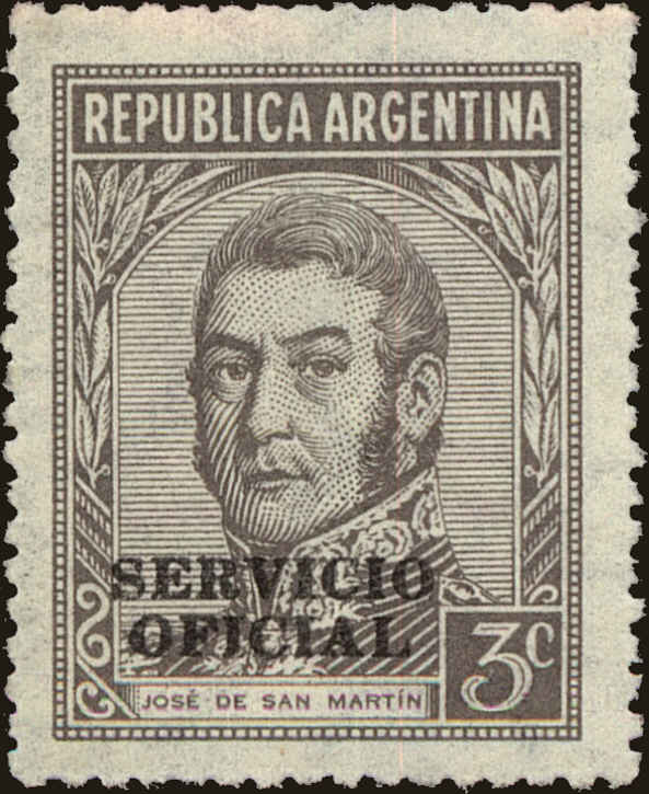 Front view of Argentina O40 collectors stamp