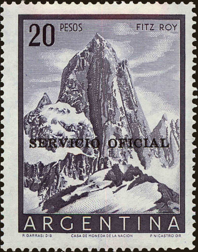 Front view of Argentina O105 collectors stamp