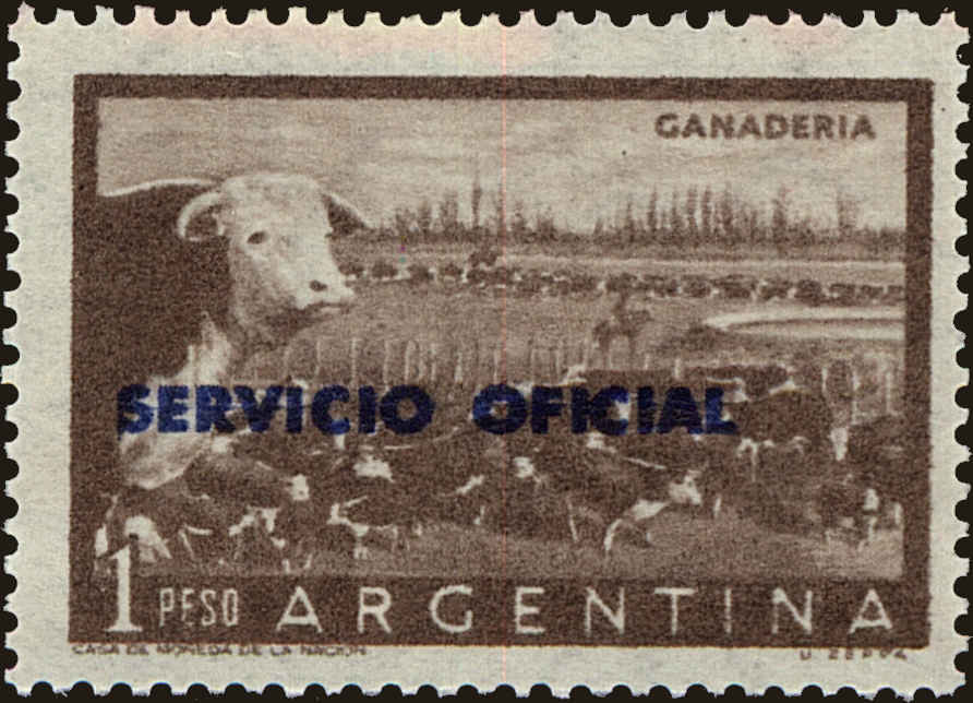 Front view of Argentina O99 collectors stamp