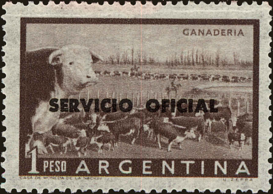 Front view of Argentina O100 collectors stamp