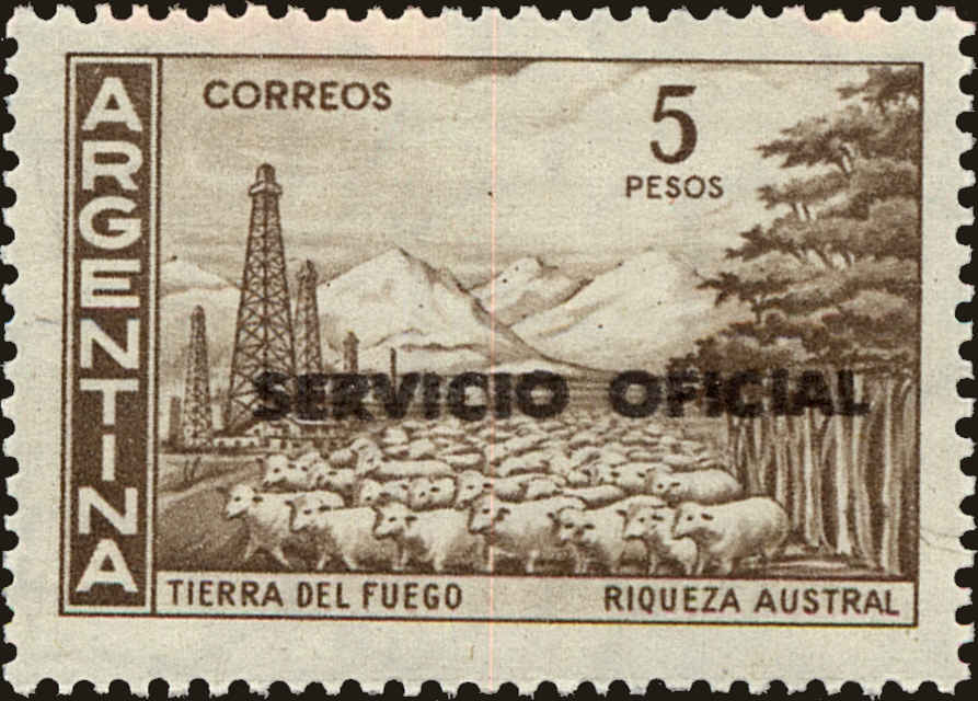 Front view of Argentina O127 collectors stamp