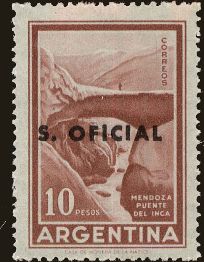 Front view of Argentina O131 collectors stamp