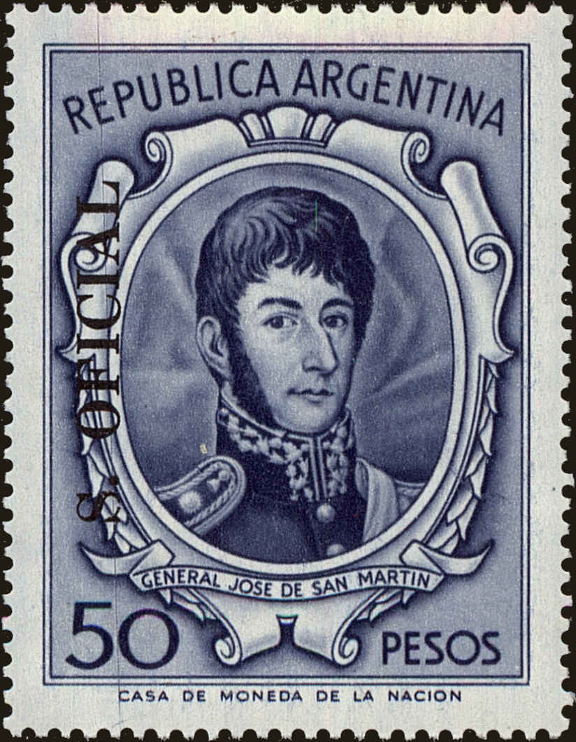 Front view of Argentina O142 collectors stamp