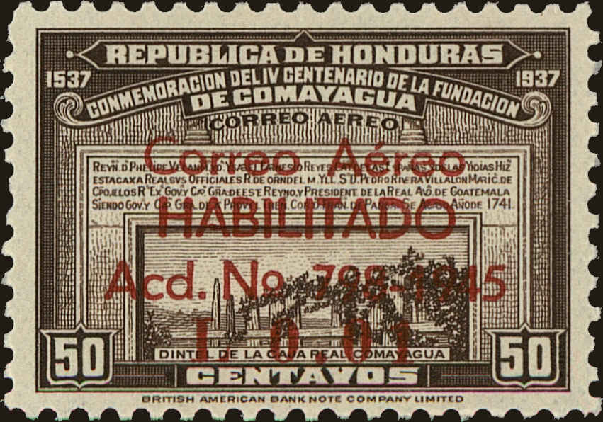 Front view of Honduras C144 collectors stamp