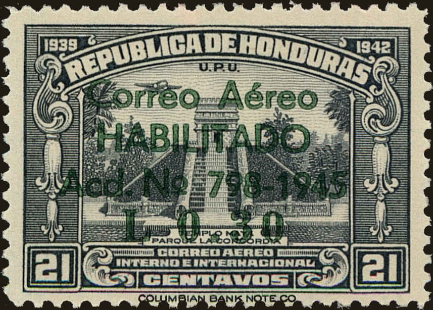 Front view of Honduras C149 collectors stamp