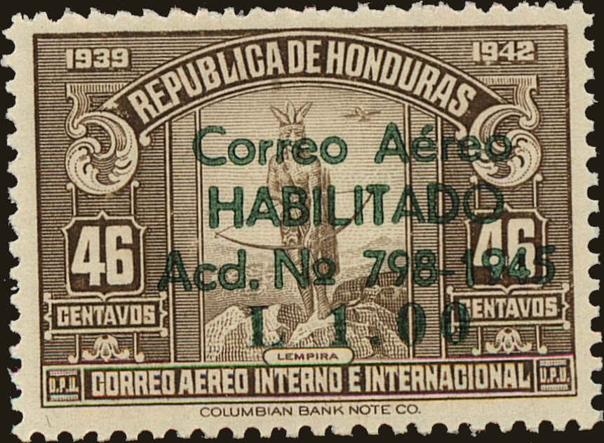 Front view of Honduras C151 collectors stamp