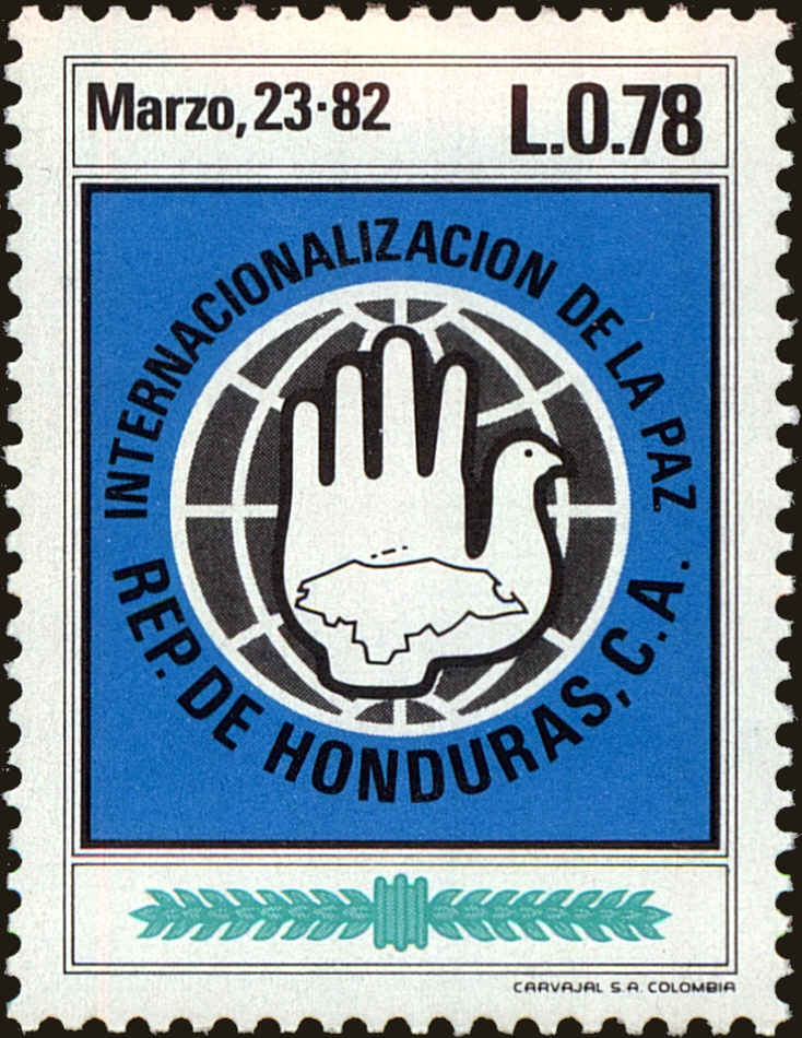 Front view of Honduras 344 collectors stamp
