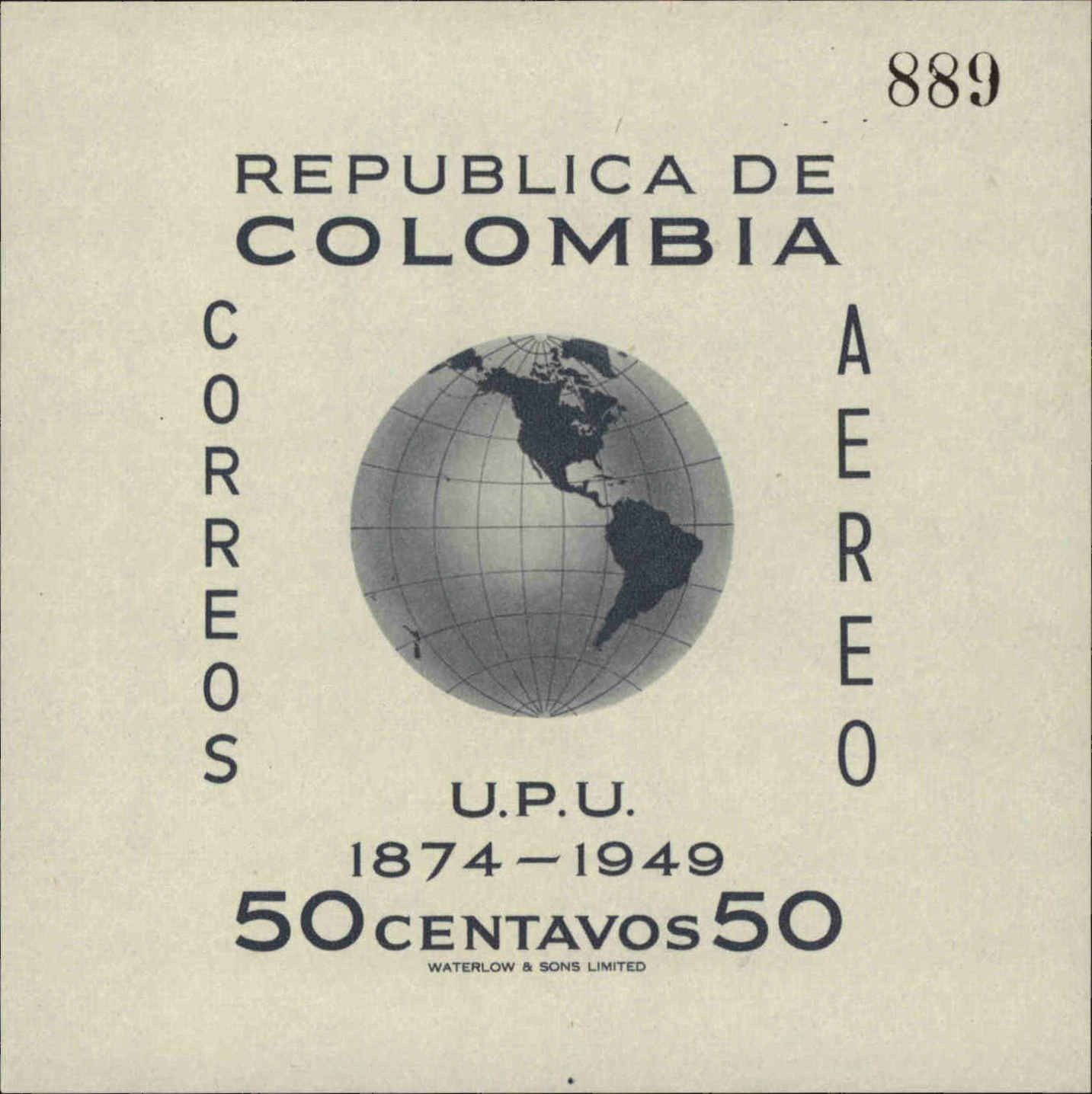 Front view of Colombia C199 collectors stamp
