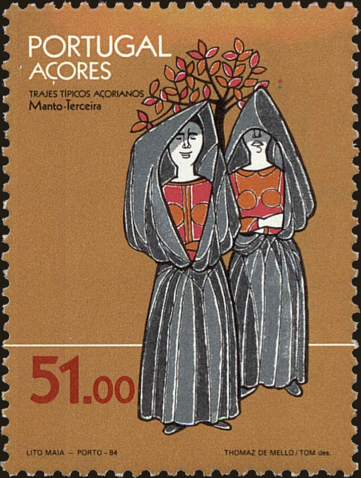Front view of Azores 343 collectors stamp