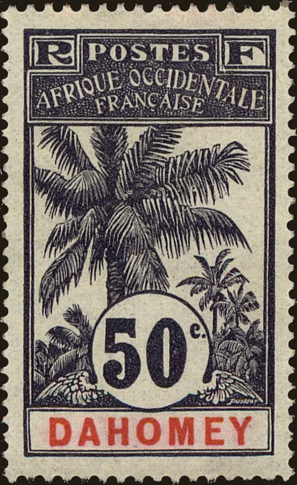 Front view of Dahomey 27 collectors stamp