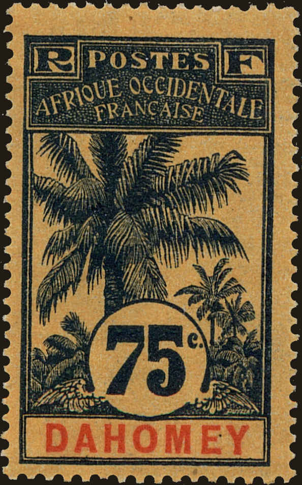 Front view of Dahomey 28 collectors stamp