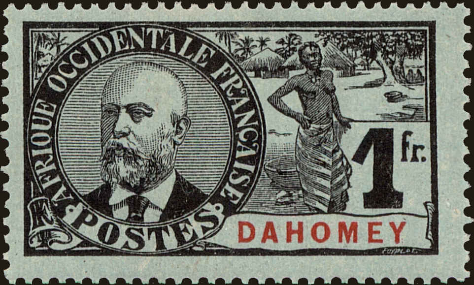 Front view of Dahomey 29 collectors stamp