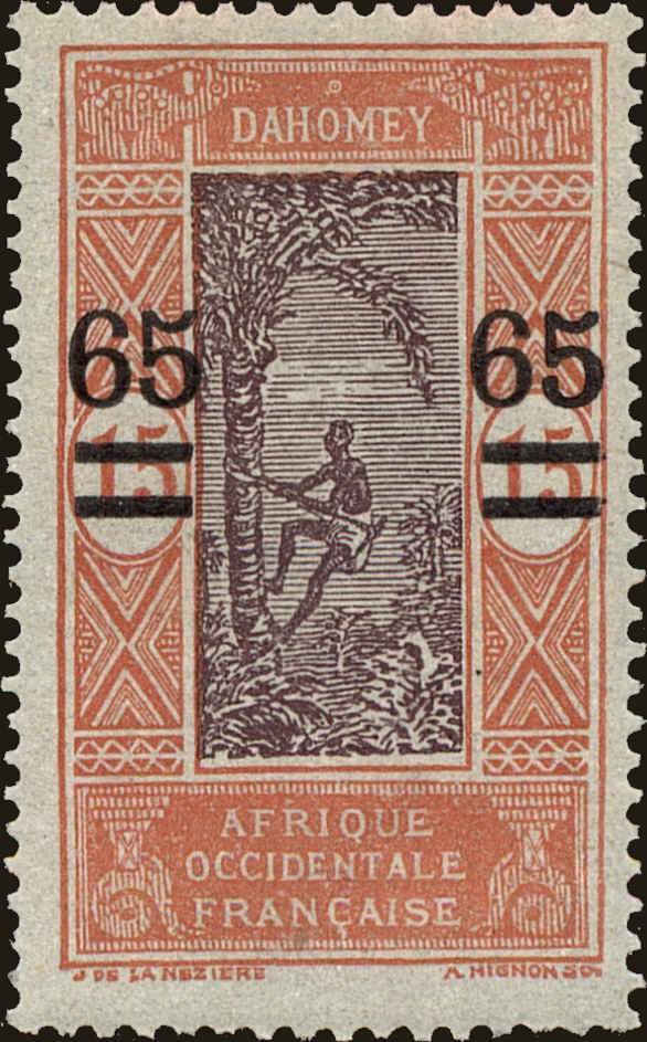 Front view of Dahomey 88 collectors stamp