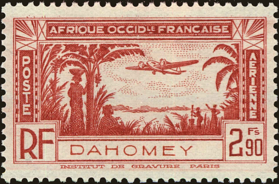 Front view of Dahomey C2 collectors stamp