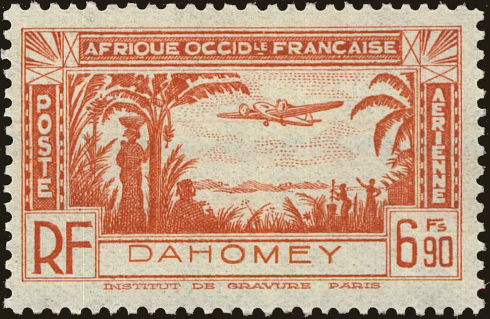 Front view of Dahomey C5 collectors stamp